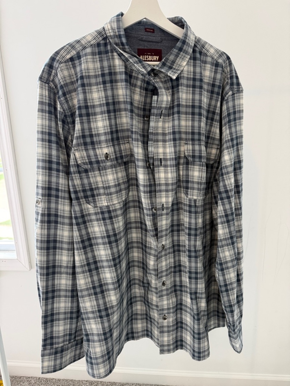 Men's Blue Plaid Button-Down Shirt